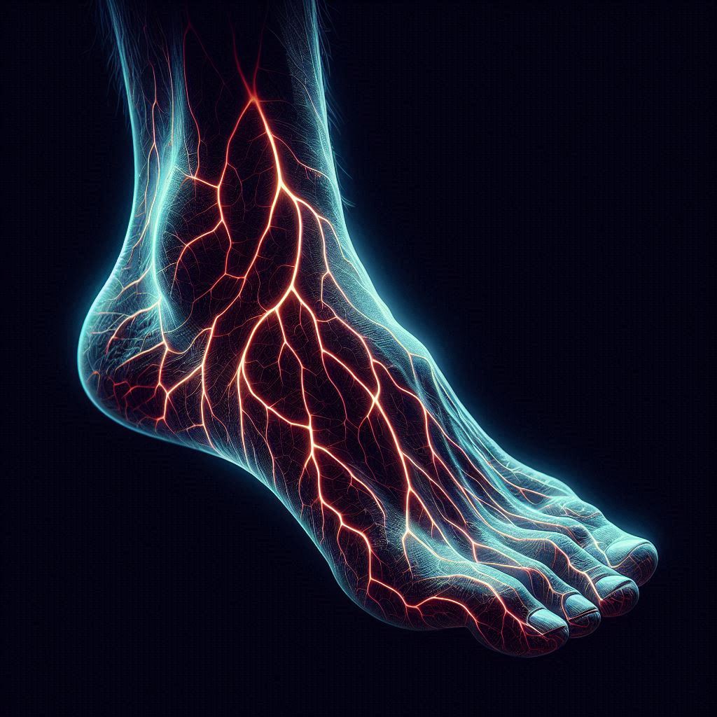 near infrared light shining on a foot